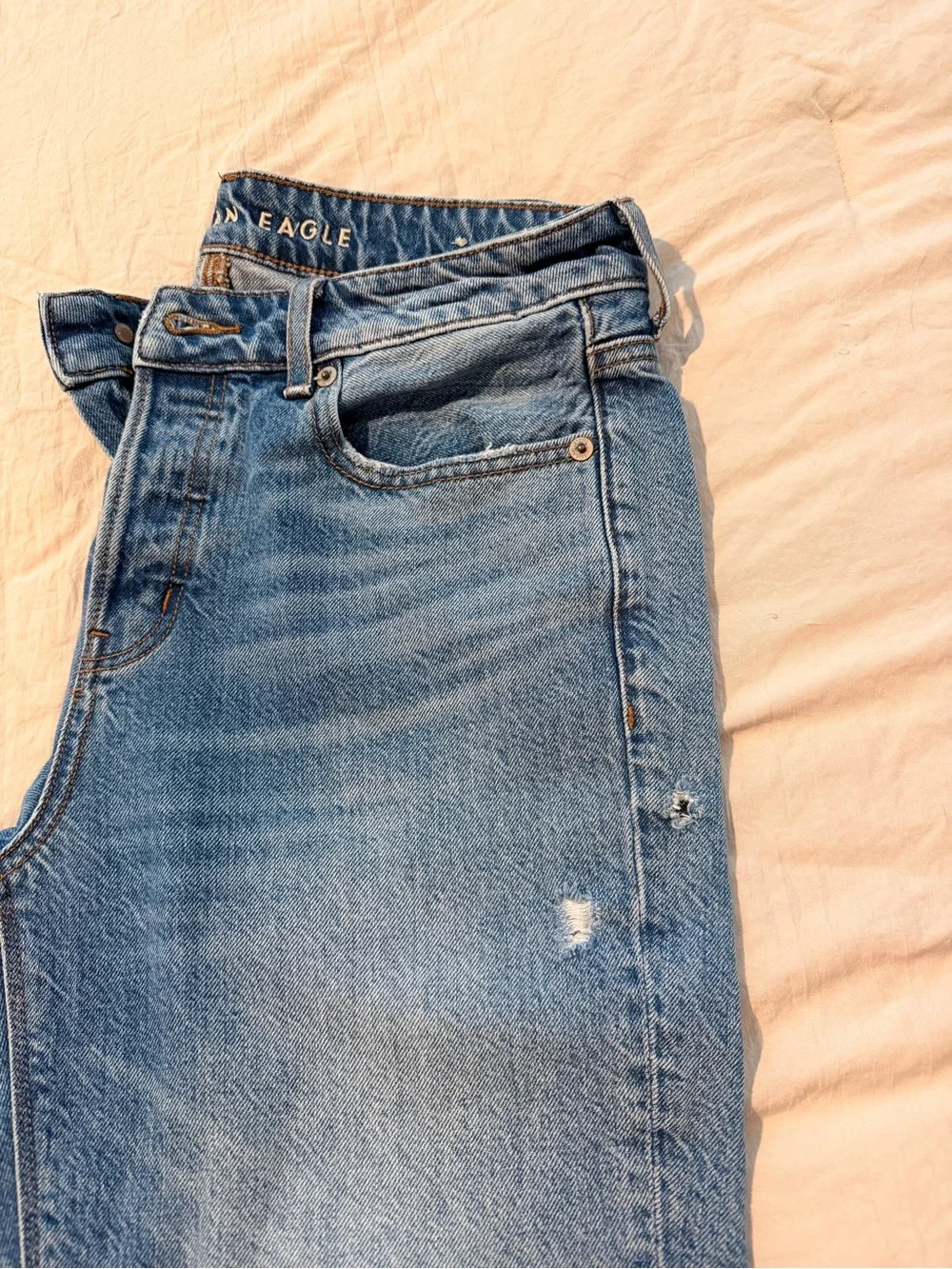 American Eagle Outfitters Light Blue High-Rise Button-Fly Jeans